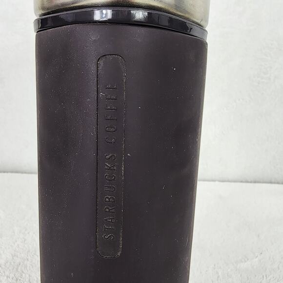 2005 Starbucks .5L Square Top Stainless Steel Bottle with Black Rubber Grip. NWT - Picture 2 of 9